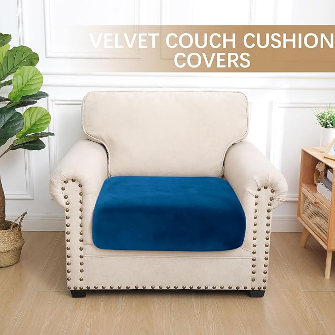 hyha Velvet Couch Cushion Covers, Sofa Covers for Cushion Couch Washable | Soft Plush Sofa Slipcover, Elastic Bottom, Non-Slip Wear Resistant Furniture Protector, Ideal For Pets & Kids, Small - Image 5