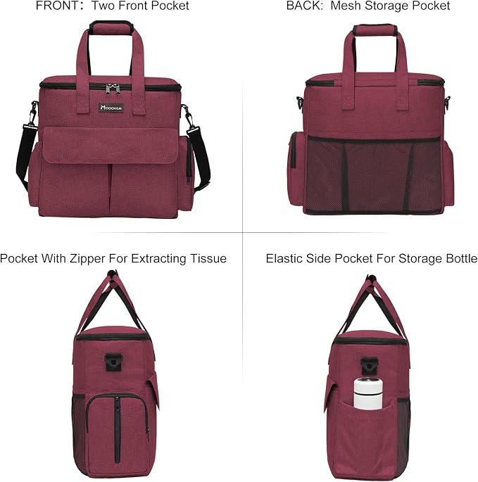 Modoker Weekend Dog Travel Bag with 2 Food Bags, 2 Bowls and Mat,Rose Red | Dog Travel Accessories Organizer for Camping and Road Trips with Roomy Storage, Multiple Pockets and Water-Resistant Oxford - Image 2