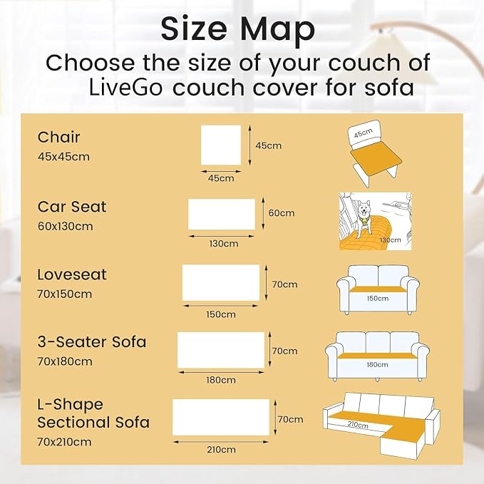 LiveGo Couch Cover for Dogs Washable, Sofa Cover Protector, Couch Covers for 3 Cushion Couch Sofa Pet Friendly, Soft, Non Slip (Coffee, 70x150 cm / 27.6x59.06 in) - Image 2