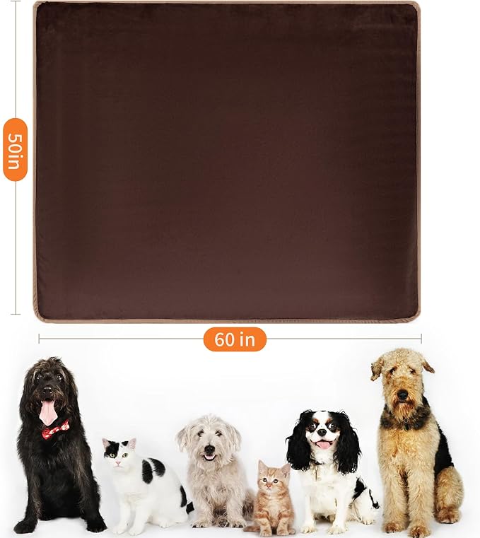 Waterproof Brown Throw Blanket for Couch Sofa Bed | Reversible Soft Flannel Throw Blanket for Medium Large Dogs Pet Leakproof, Protector for Crate, Travel, 50"x60" - Image 2