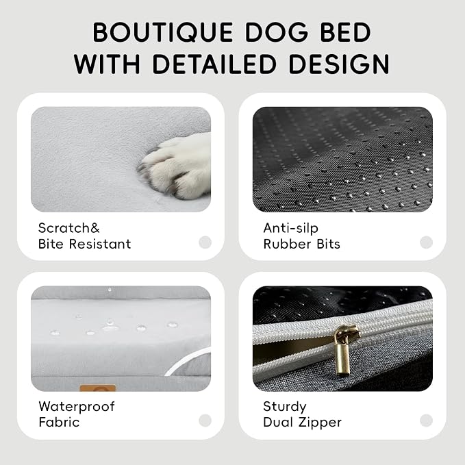 Homemate Dog Beds Large Sized Dog: 36x27 inch Orthopedic Large Dogs Bed XL Outdoor Pet Cat Bed Sofa Supplies with Toy Dogs Crate Pad Couch with Removable Washable Cover & Non-Slip Botton Light Grey | Large Dogs Bed with Non-Slip Botton & Removable Wash... - Image 6