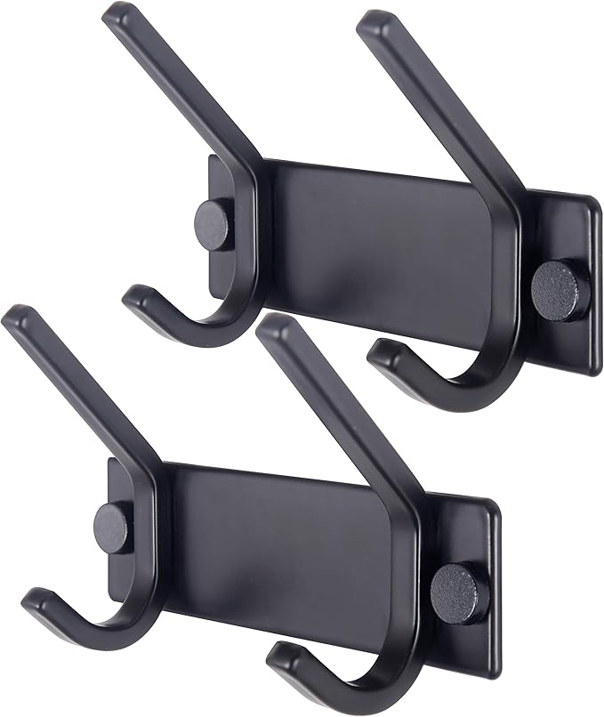 WEBI Coat Rack Wall Mounted,2 Coat Hooks for Hanging Coats,Heavy Duty Metal Hook Rack Hook Rail Coat Hanger Wall Mount for Clothes Entryway Jacket,Black,2 Packs by WEBI