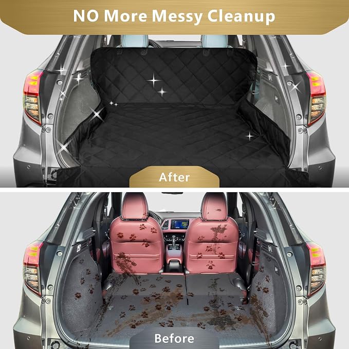 F-color SUV Cargo Liner for Dogs - Heavy Duty Cargo Cover for Mid-Size SUVs | Water Resistant, Bumper Flap, Non-Slip Mat, Car Trunk Dog Car Seat Cover Prevents Scratches Pet Hair Mud Dirt for Sedans Vans - Image 3