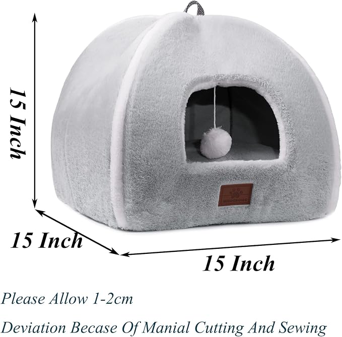 Cat Bed for Indoor Cats - Cat Cave Bed Cat House Cat Tent with Removable Washable Cushioned Pillow, Soft and Self Warming Kitten beds,Cat Beds & Furniture,for Small and Medium Pet Bed. - Image 4