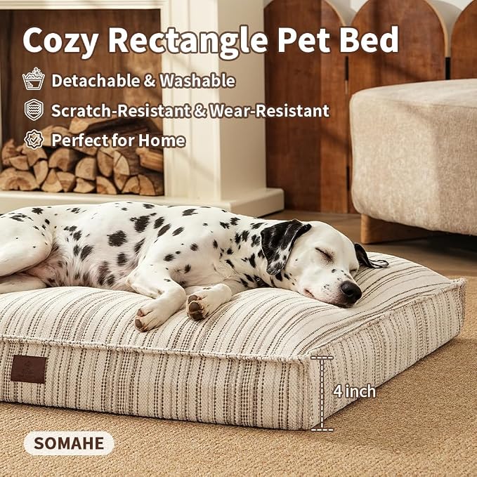 SOMAHE 4 Inch Orthopedic Dog Bed for Crate, 35 x 27 Inch, Coffee Chenille | Washable Removable Cover, Waterproof Inner Liner, Non-Slip Bottom, Orthopedic Dog Crate Mattress for Medium & Large Dogs - Image 2