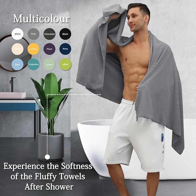 Hailea Gray Bath Towels Set 35x70 Inches - Luxury 600 GSM Oversized Bath Sheet Towel,Extra Large Microfiber - Quick Dry,Highly Absorbent,Super Soft Shower Towels Spa Hotel Bathroom Towel Set (4-Pack) - Image 5