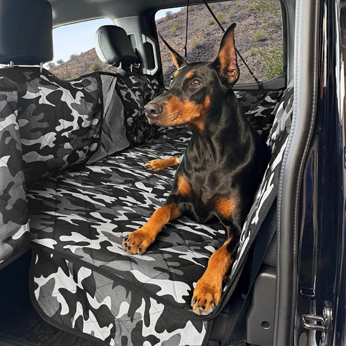 4Knines Back Seat Extender for Dogs, Hard Bottom Waterproof Backseat Protector with EZ Door Guard (Camo, XL) by 4Knines