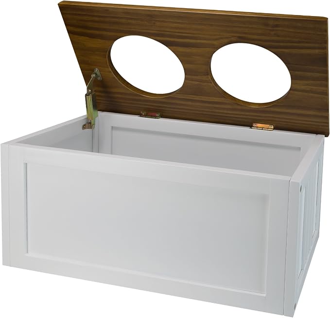 Casual Home 603-15 Wooden Storage Stand Pet Feeder, Two-Tone (Warm Brown, White), One Size - Image 9