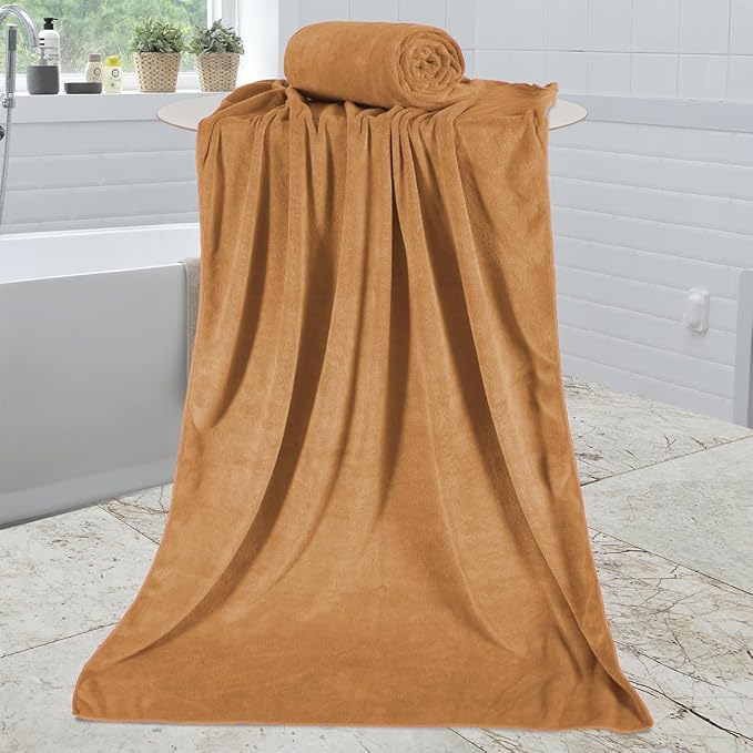 JML Microfiber Bath Towels Set of 2, 30" x 60", Beige | Oversized, Soft, Super Absorbent, Fast Drying for Shower, Swimming, Sauna, Pool, Beach, Sport, Fitness, Yoga - Image 7