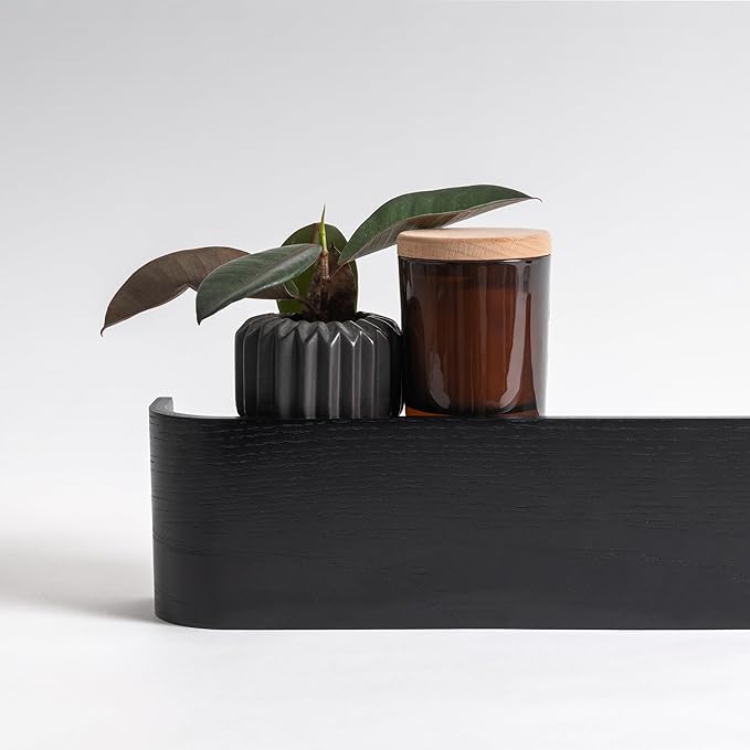 Kazai. Wall-Mounted Coat Rack 'Toke' - Modern Design Coat Rack with Hidden Wall Hooks - Solid Wood Veneer Panel Coat Hanger - Oak, Black - Image 5