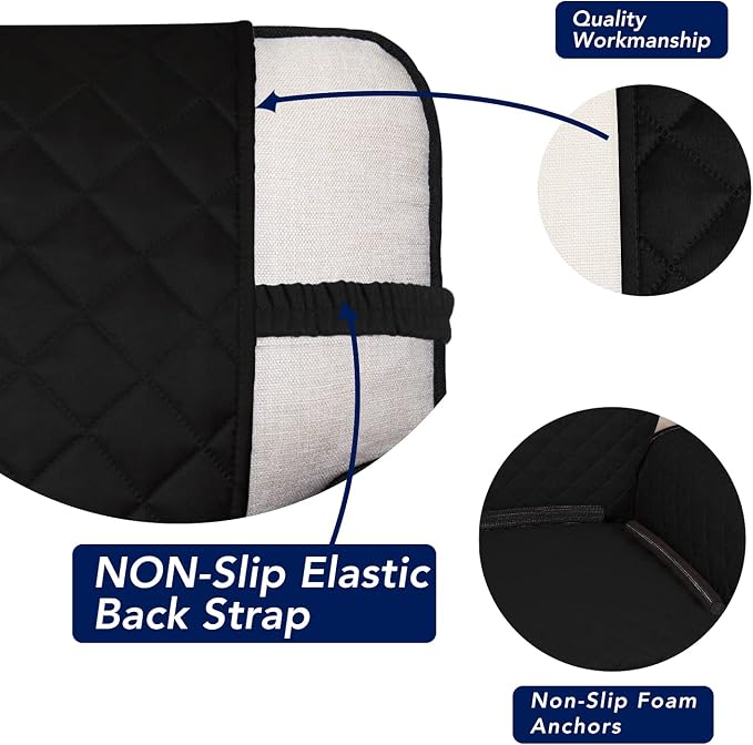 PureFit Reversible Quilted Couch Covers for Dogs Oversized Sofa Cover 78” | Black/Black, Water Resistant Couch Protector, Washable Pet Couch Cover with Non Slip and Elastic Straps For Kids - Image 3