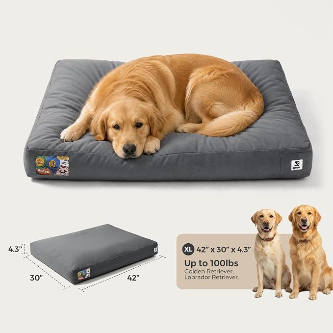 Sytopia Waterproof Outdoor Dog Bed for Large & Senior Dogs, Orthopedic Egg Crate Foam Pet Mat with Removable Washable Cover, Outdoor Indoor Crate Bed for Patio, Camping, Travel & Home 42inch, Grey - Image 4