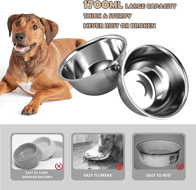 ADENGL Metal Raised Dog Bowl Stand for Large and Medium Dogs, Stronger Elevated Dog Bowls with Sprill Proof Mat, Pet Food & Water Bowls 10" Tall Dogs Feeder (58OZ-Stainless Steel Pet Bowl, Mat-16x24) - Image 5