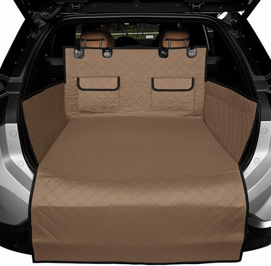 IVY&LANE SUV Cargo Liner for Dogs,Waterproof Trunk Cover Dog Car Seat Mat for SUVs Sedans Vans with Bumper Flap Protector,Non-Slip,Large Size Universal Fit,Brown by IVYLANE