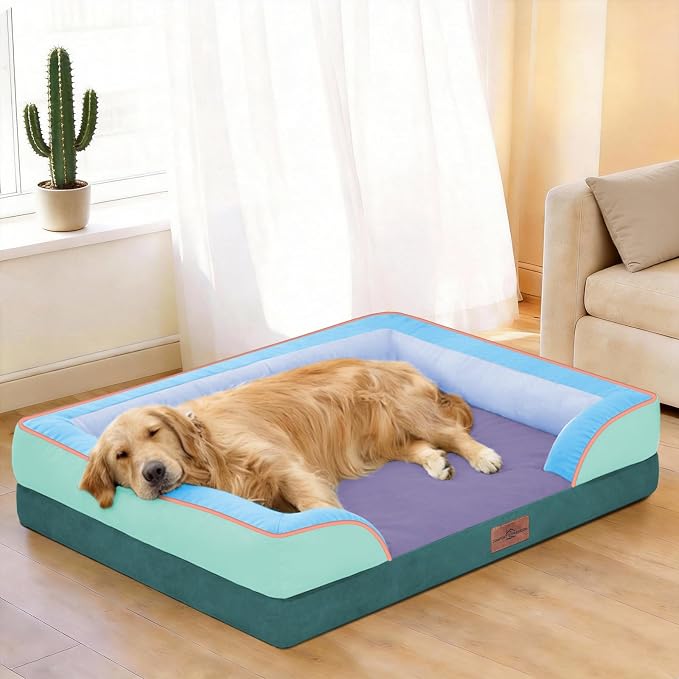 Comfort Expression Orthopedic Dog Beds for Large Sized Dog with Bolster | Waterproof Dog Couch Bed with Washable Cover & Non-Slip Bottom, Supportive Egg Crate Foam Large Pet Bed, 36x27 Inch - Image 2