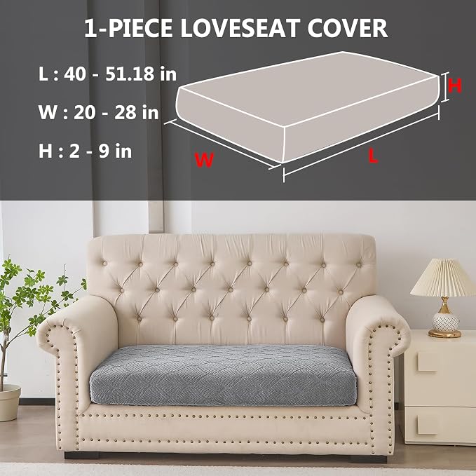 Genina Waterproof Couch Cushion Covers for Pets Washable Sofa Seat Covers | Non Slip,Stretch Jacquard Fabric,Pet Hair & Scratch Protection,Easy Installation,Furniture Protector,Loveseat Cover - Image 2