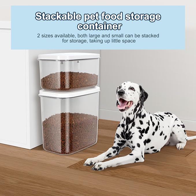 12 lbs Airtight Dog Cat Food Storage Container and Dog Treat Containers BPA-Free, PET Clear Stackable Pet Storage Bin, 1-Cup Scoop, 1-Sponge cleaning brush, Pop Top, With handle, Easy Mobility-large - Image 3