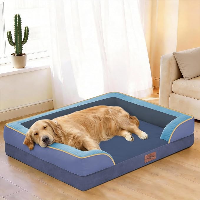 Comfort Expression Orthopedic Dog Bed for Extra Large Dogs with Bolster | Waterproof Dog Couch Bed with Washable Cover & Non-Slip Bottom, Supportive Egg Crate Foam XL Pet Bed, 45x35 Inch - Image 2