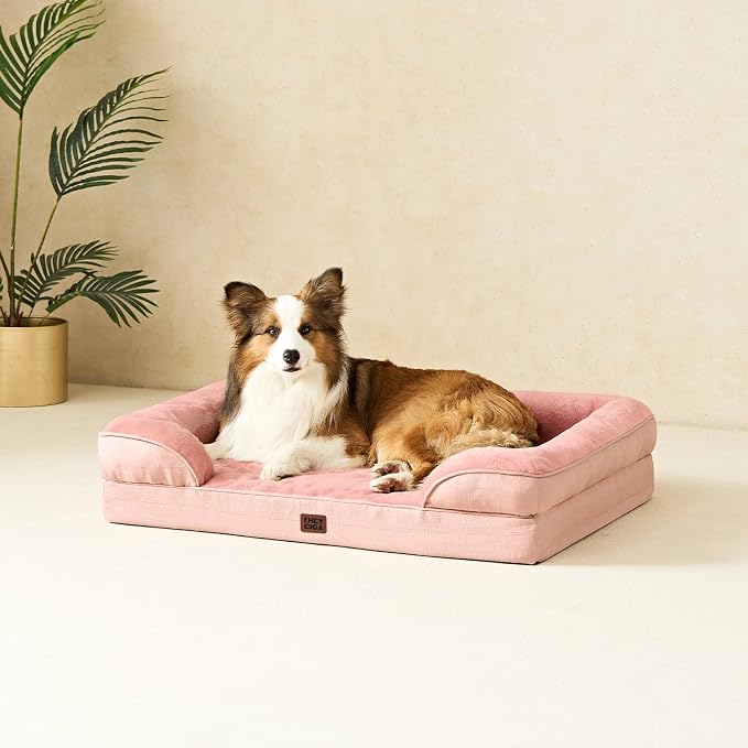 EHEYCIGA Orthopedic Small Dog Bed, Waterproof Memory Foam Washable Pet Beds | Non-Slip Bottom and Egg-Crate Foam Medium Pet Couch Bed with Washable Removable Cover, Dusty Pink - Image 8
