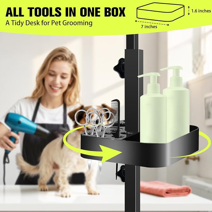 Adjustable Dog Grooming Arm for Table,Dog Grooming Arm with Clamp,32-47 Width&35 Height,Dog Grooming Table for Small Dog,Dog Grooming Station for Home Use Nail Trimming&Drying(Hammock Included) - Image 5