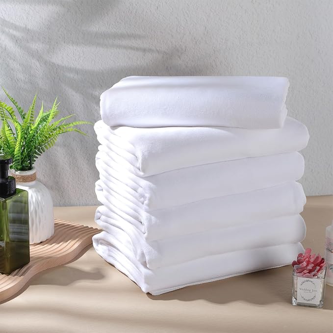 Mixweer 6 Pcs Oversized Bath Towels, 40 x 80 Inch Giant Microfiber Jumbo Bath Sheets Soft Bathroom Microfiber Quick Dry Absorbent Shower Towels for Spa Camping Beach(White) - Image 2