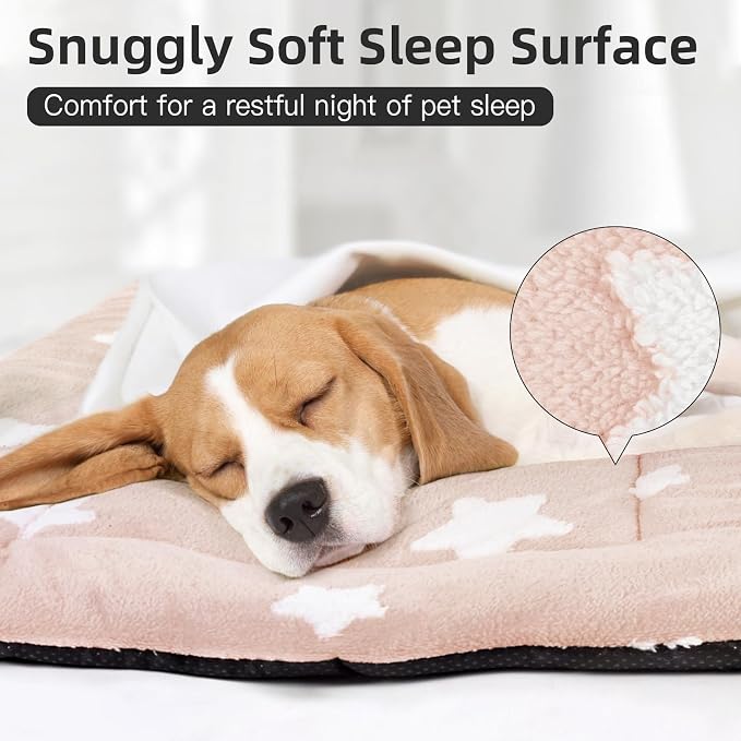 Mora Pets Dog Crate Pad Kennel Dog Bed Mat for Medium Dogs Washable Cute Star Pet Bed for Cage Ultra Soft Flat Puppy Cat Kitten Cushion for Sleeping Anti-Slip Pink 30 x 19 - Image 2