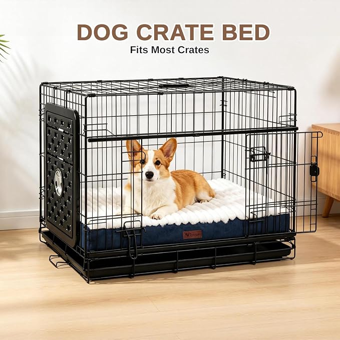 Orthopedic Dog Bed for Small Dogs,Firm Egg Crate Foam,Non-Slip Bottom,Blue | Soft Plush Surface,Removable Machine Washable Cover,Ideal for Crates & Small Spaces,Designed for Joint Support,23"x17"x3" - Image 9