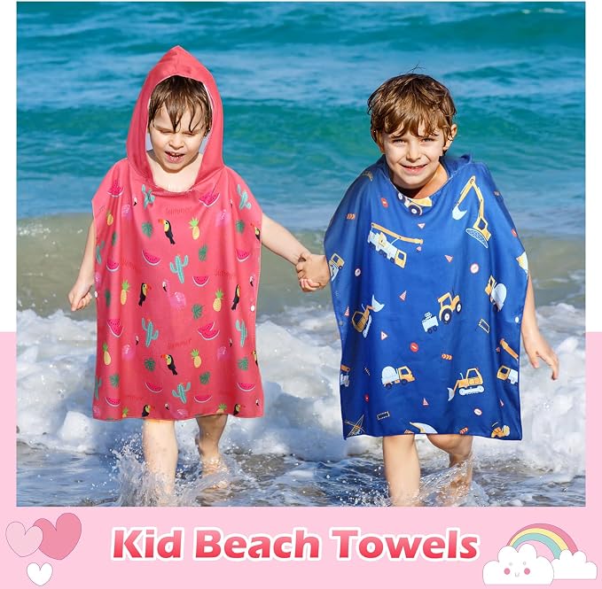 Oudain 6 Pcs Kids Hooded Towel Kids Bath Towels with Hood Microfiber Baby Pool Beach Towel for Boy Girls Toddler(47 x 24 Inch,Stylish Style) - Image 6