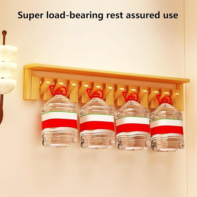 Wall Mounted Coat RackHooks Piano Key Hangers Natural Solid Wood Hanger Non-Woven Fabric Clothes Hangers for Closet, Kitchen, Bedroom, Bathroom, Entryway (Tray-Beech, 6 Hooks) - Image 9