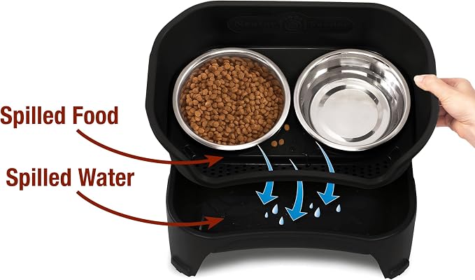 Neater Feeder Express Mess Proof Dog Bowls Elevated for Medium and Large Breed – Made in USA – No Spill Raised Slow Feeder Elevated Dog Bowl Stand, Slow Feed Food and Water Bowl Set, Black - Image 3