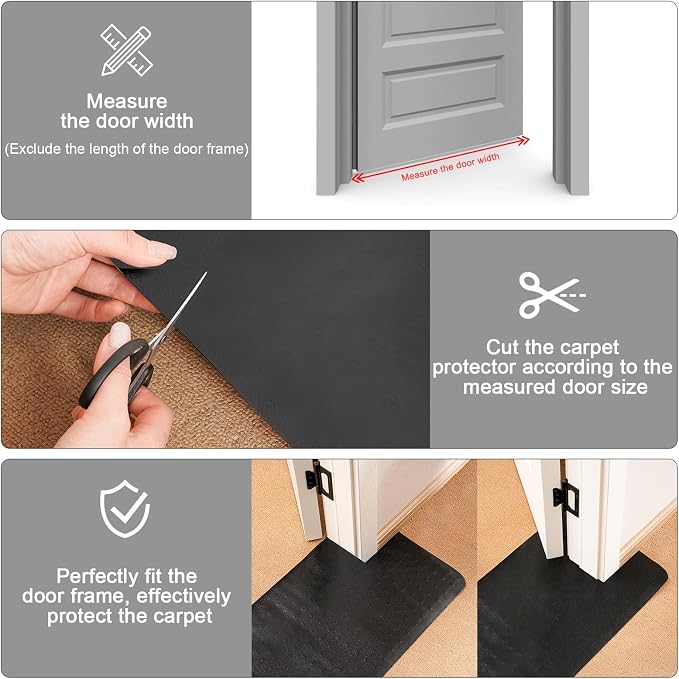 Uross Carpet Protector for Pets - 3.6FT Black Cat Carpet Protector for Doorway, Anti Scratch Under Door Cat Scratch Protector Mat - Image 4