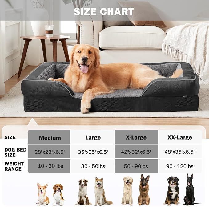 INVENHO Orthopedic Medium Dog Dogs, Egg-Crate Foam Dog Couch with Washable Removable Cover, Waterproof Lining and Nonskid Bottom - Image 7