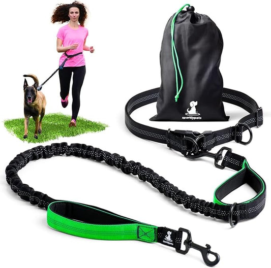 SparklyPets - Hands Free Dog Leash with Reflective Stitches - Waist Leash for Dog Walking, Hiking, Training, Jogging, Canicross, Running - for Medium & Large Breeds by SparklyPets