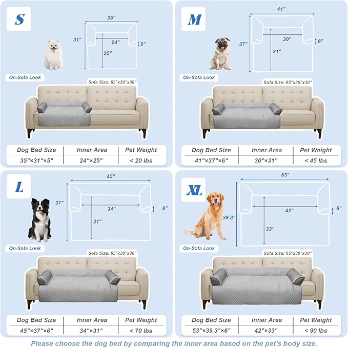 GGIB Cooling Dog Bed Mat with Bolster Pillow Washable Dog Couch Cover Breathable Summer Pet Couch Bed Protector Indoor(Small, Cooling Grey) - Image 6