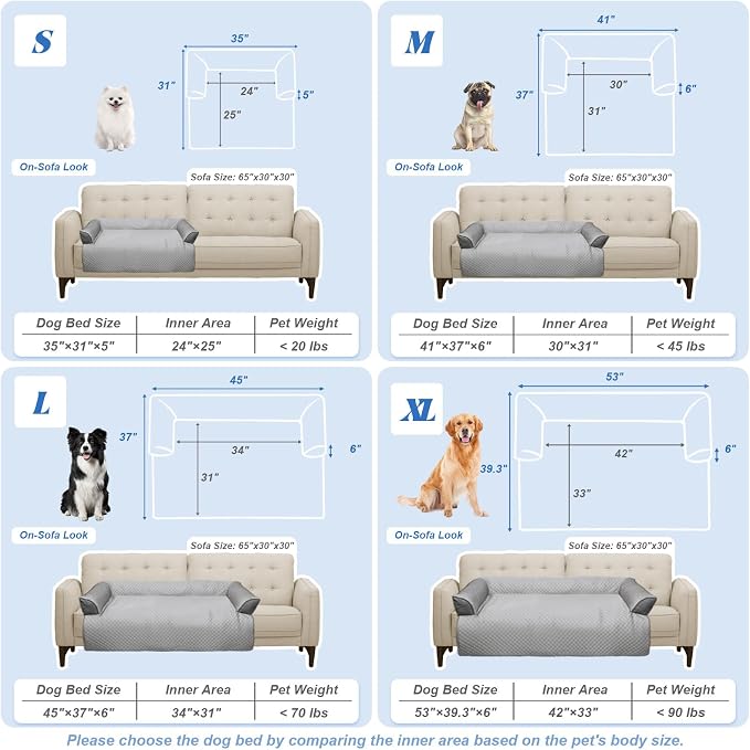 GGIB Cooling Dog Bed Mat with Bolster Pillow Washable Dog Couch Cover Breathable Summer Pet Couch Bed Protector Indoor(Large, Cooling Grey) - Image 6