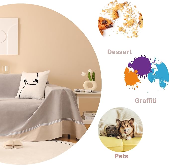 Waterproof Sofa Cover for Pets, Light Grey Couch Covers for Sectional Sofa, Simple Style Sofa Covers for 2-3 Cushion Couch, Waterproof, Durable and Washable, XL 79" x 118" - Image 4