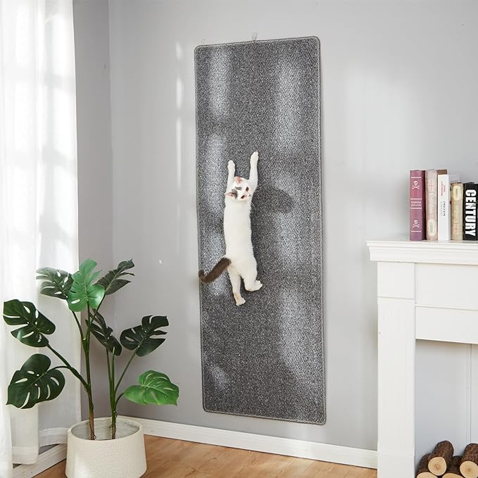SHENGOCASE 67"x 23.6" Thickened Cat Wall Climbing Carpet, Cat Wall Furniture Scratcher, Scratching Post, Couch Sofa Protector (Grey) by SHENGOCASE