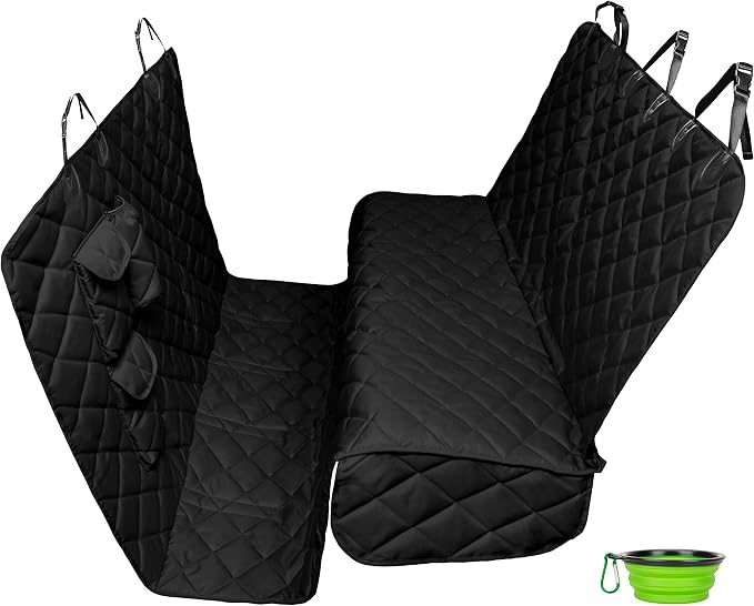 XXL Extra Wide (63”) & Extra Long (94”) with Floor Coverage Dog Seat Cover for Trucks, SUVs & Cars – Heavy Duty, Pet Hammock, Washable + Pet Travel Bowl by Tapiona