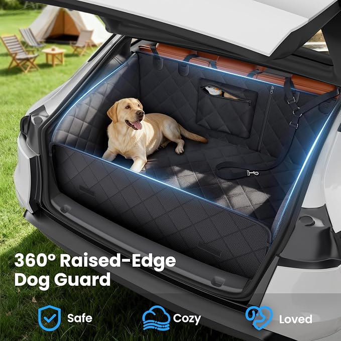REEVAA SUV Cargo Liner for Dogs, Trunk Cover with Foam Side Walls, L | 360° Full Coverage, Padded Sides for Dog Safety, Dual Non-Slip & Waterproof,Durable & Machine Washable,Safer Travel with Dogs - Image 2