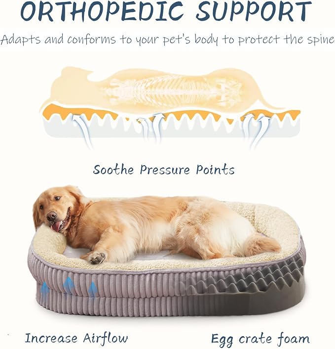 Orthopedic Dog Bed for Puppy,Extra Small Dogs Breeds,Oval Cat Bed,High Density Egg Crate Foam Dog Sofa Beds,Pet Couch Bed with Four Sided Bolster,Removable Washable Cover&Non-Slip Bottom - Image 2