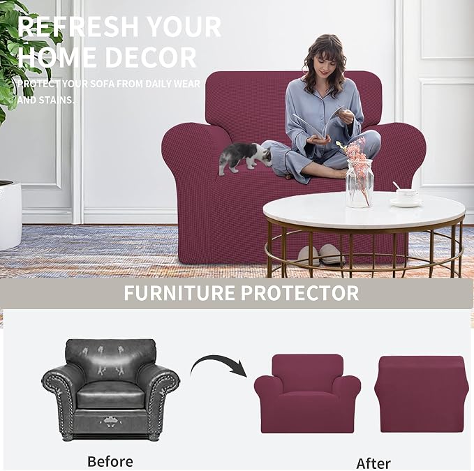 Easy-Going Stretch Oversized Chair Slipcover with Arm Washable ASH Rose | 1-Piece Large chair covers armchair Furniture Protector for Living Room chair and a half cover Soft For Kids, Pet. - Image 4