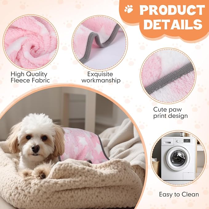 Chumia 40 Pcs Puppy Blankets for Small Dog Pet Bulk Fleece Soft Fluffy Washable Dog Star Print Pattern Fleece Blankets for Pets Throw Warm Bed Mat for Puppy Cat, 24 x 16 Inches - Image 3