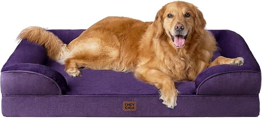 EHEYCIGA Orthopedic Dog Beds Large Sized Dog, Waterproof Washable Pet Bed | Non-Slip Bottom and Egg-Crate Memory Foam XL Dog Couch Bed with Washable Removable Cover, Purple, 41Inch by EHEYCIGA