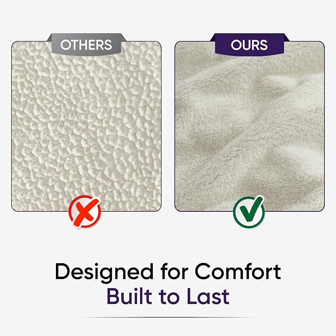 Waterproof Blanket for Bed, Couch & Sofa, Reversible Sherpa & Flannel Throw Blanket, Leakproof Soft Washable Furniture Protector for Pets & Home (Purple, 60"x80") - Image 5