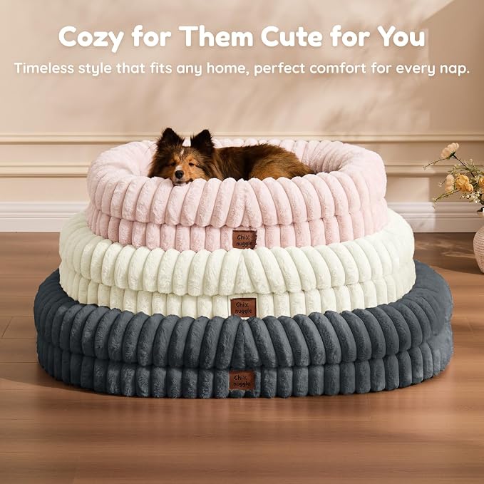 ChiXnuggle Orthopedic Dog Bed, Washable Cover, Faux Fur Bolster Pet Couch | waterproof,egg crate foam,non-slip bottom,for small medium dogs,dark grey,30*24*7,dog sofa,puppy bed - Image 9