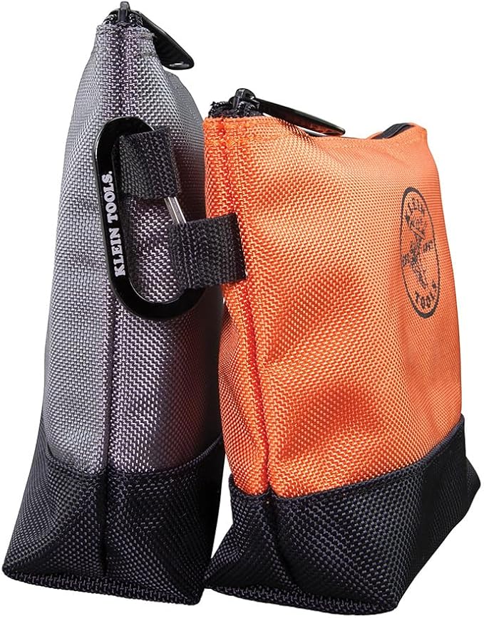 Klein Tools 55470 Utility Bag, Stand-Up Zipper Tool Bags, Tough 1680d Ballistic Weave, Reinforced Bottoms, Orange/Black, Gray/Black, 4-Pack - Image 6