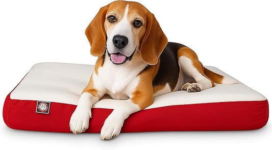 Majestic Pet 34x24x3 Inch Red Orthopedic Memory Foam Rectangle Dog Bed – Medium Size Crate Dog Bed for Dogs with Joint Pain, Arthritis – Durable Pet Mattress with Egg Crate Foam, Washable Cover by MajesticPet