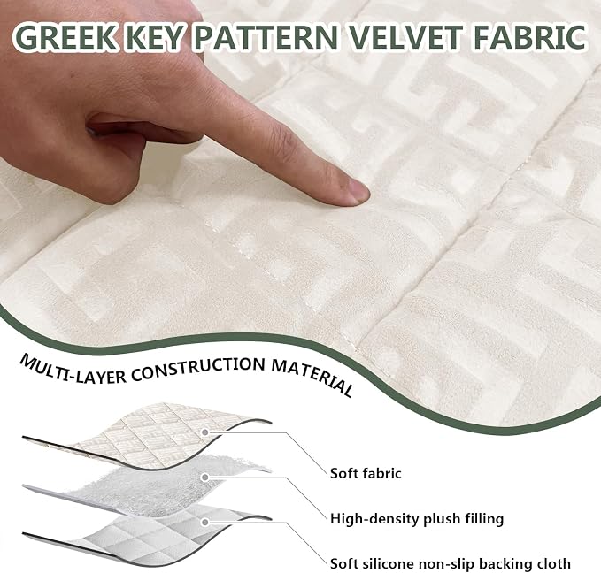 Paw Cart Couch Cover Caravan Quilted Sofa Topper Greek Key Pattern Washable Non Slip Soft Pet Protector for Any Type of Couch (Ivory,W 35“ x D 35” 1 Piece) - Image 5