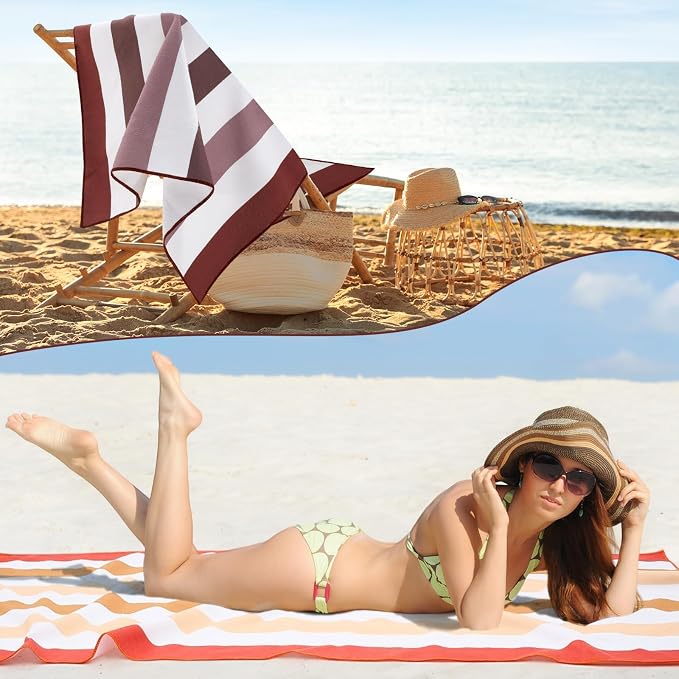 Redbaker 16 Packs 59 x 28 inches Oversized Vertical Stripe Beach Towel Bulk Extra Large Pool Towels Set Microfiber Quick Dry Swim Towel Blanket for Women Men Adult Bath Travel(Gradient Color) - Image 5