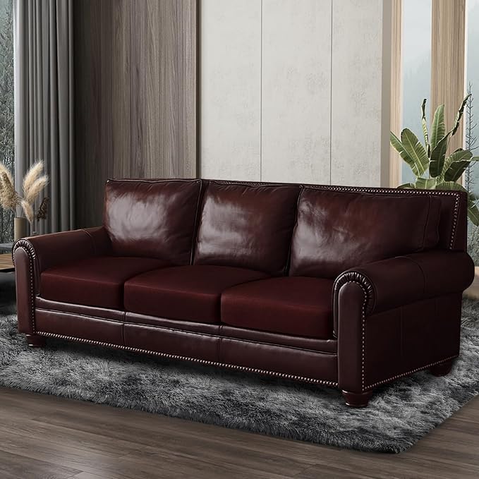ANARACHON Leather Look Couch Cushion Covers Sofa Seat Slipcovers Sets Couches Furniture Protector for Sectional Armchair Loveseat Pets Kids Stretch Spandex Fabric (3 Cushion Sofa, Burgundy) - Image 8